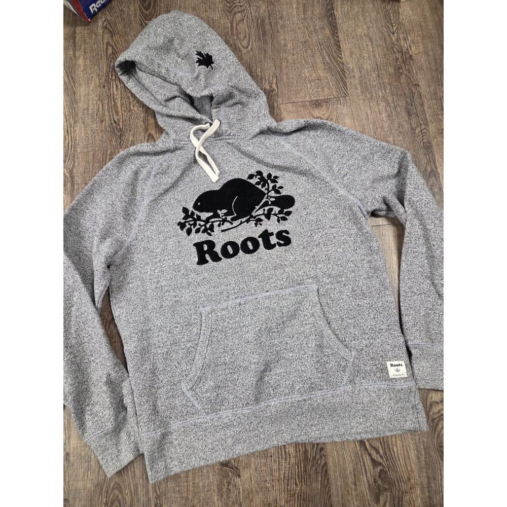 Roots Canada Grey Heather Hoodie Sweatshirt Adult Medium Pullover